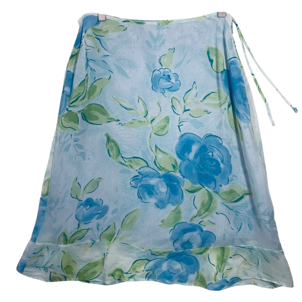 Floral bias-cut skirt JACKPOT blue and green size small